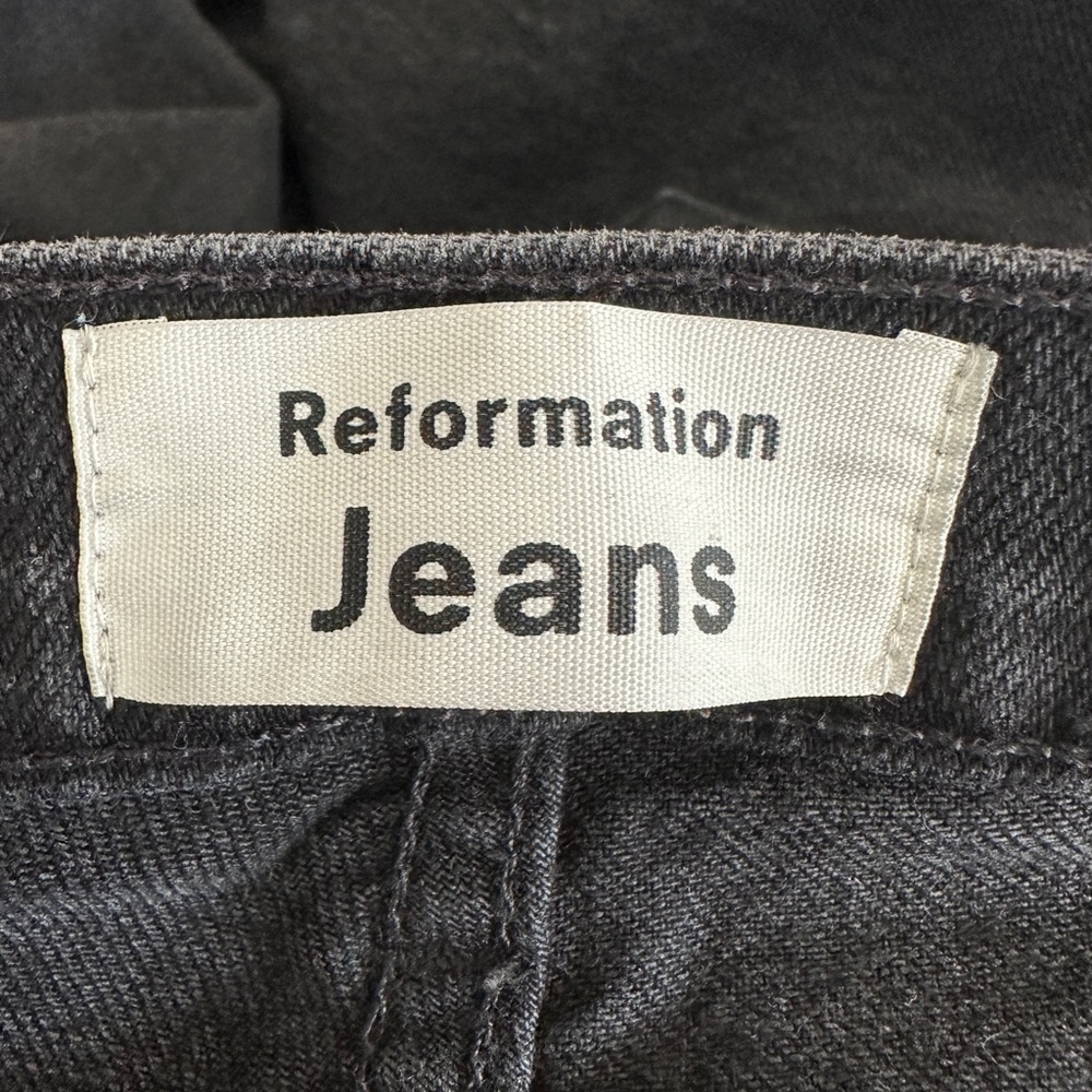 Reformation Jeans Skinny Pants Women 29 Black‎ High Rise Distressed Button Fly - Picture 7 of 10